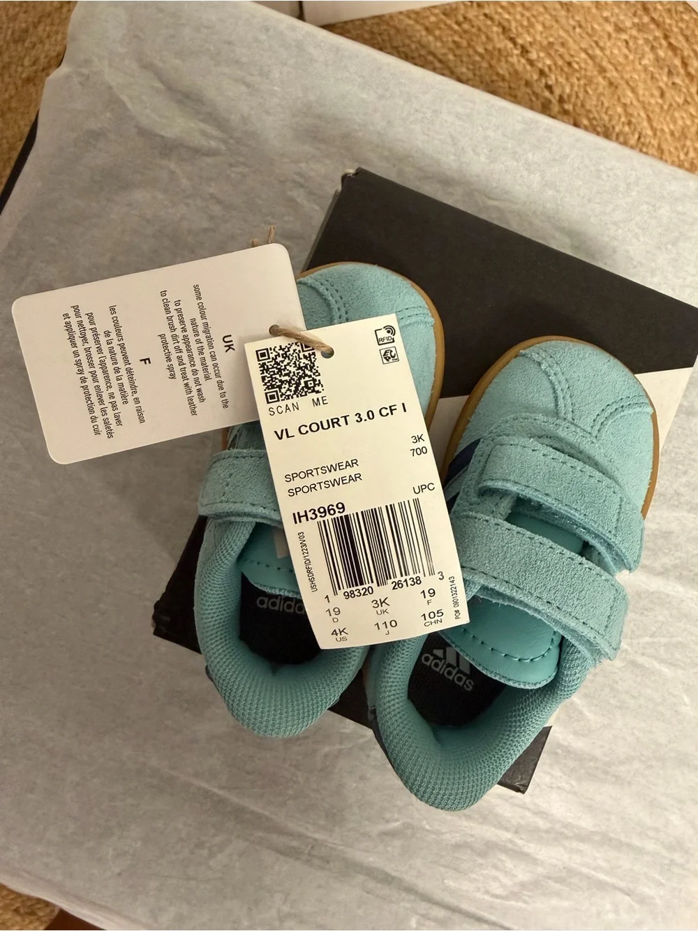 Adidas VL Court 3.0 Toddler Shoes Mint Ton Preloved Ink Baby Sneakers Boy Size 4
